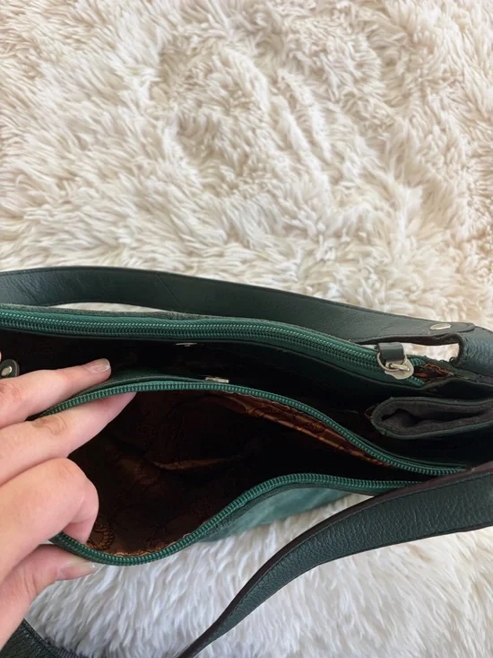 Tignanello Forest Green Suede Shoulder Bag - Picture 6 of 7